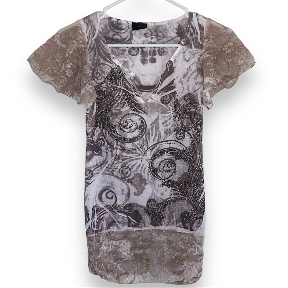 Y2k Buckle Cyber Grunge Lace Embellished Top